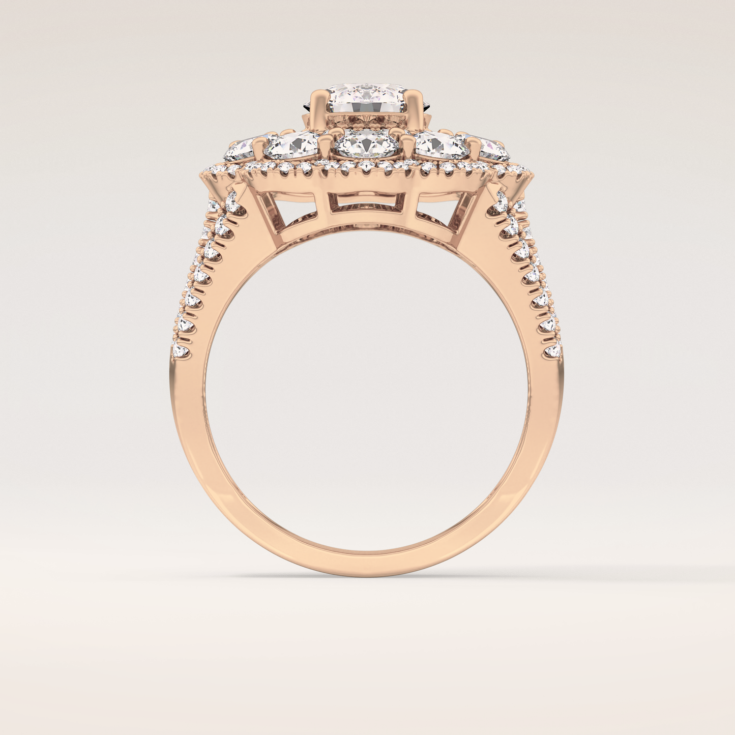 1.13 CT Round Shaped Cluster Moissanite Engagement Ring