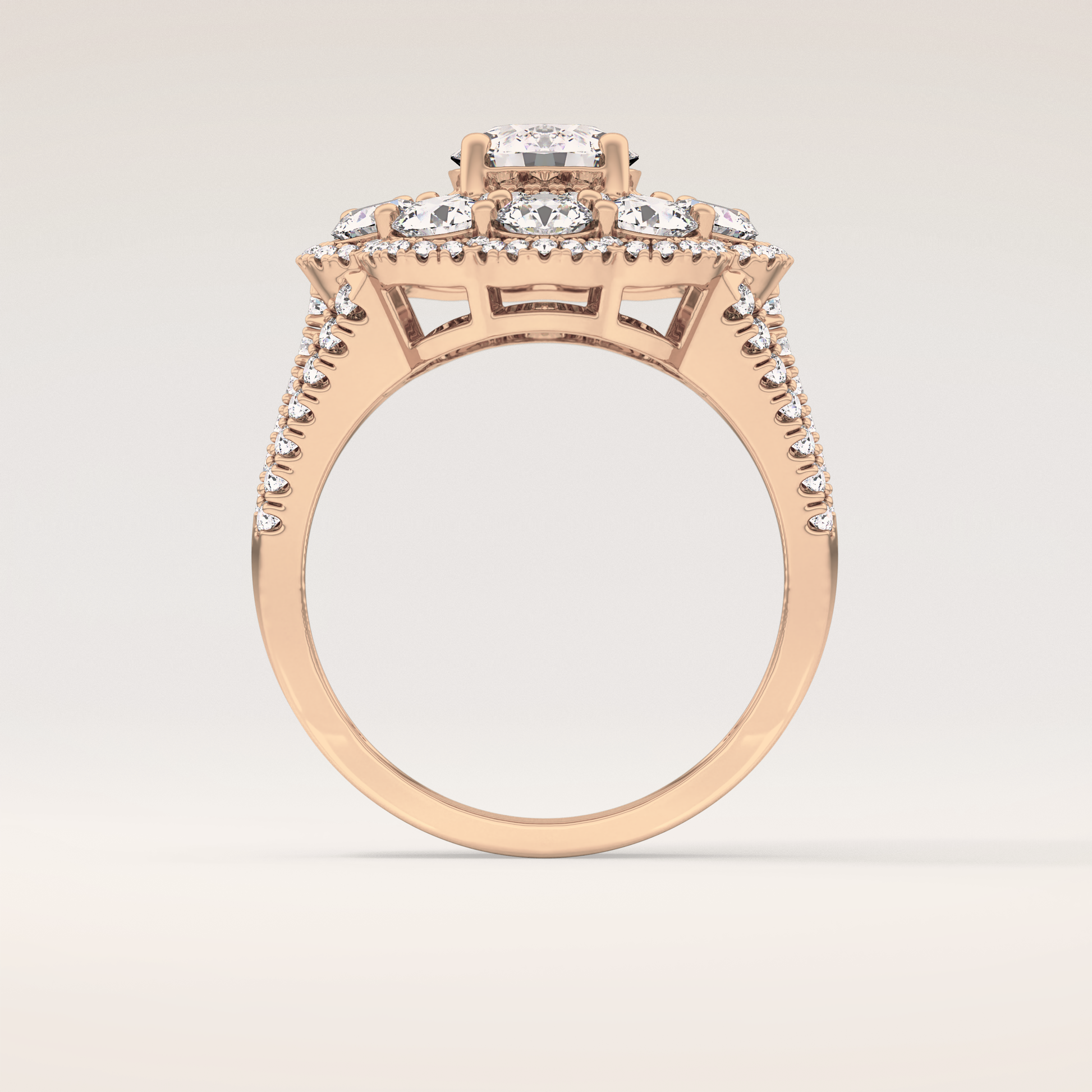 1.13 CT Round Shaped Cluster Moissanite Engagement Ring