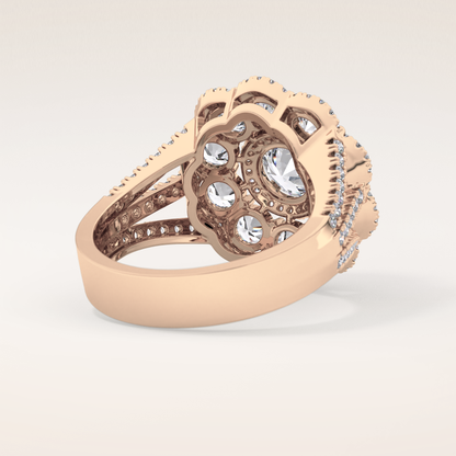 1.13 CT Round Shaped Cluster Moissanite Engagement Ring