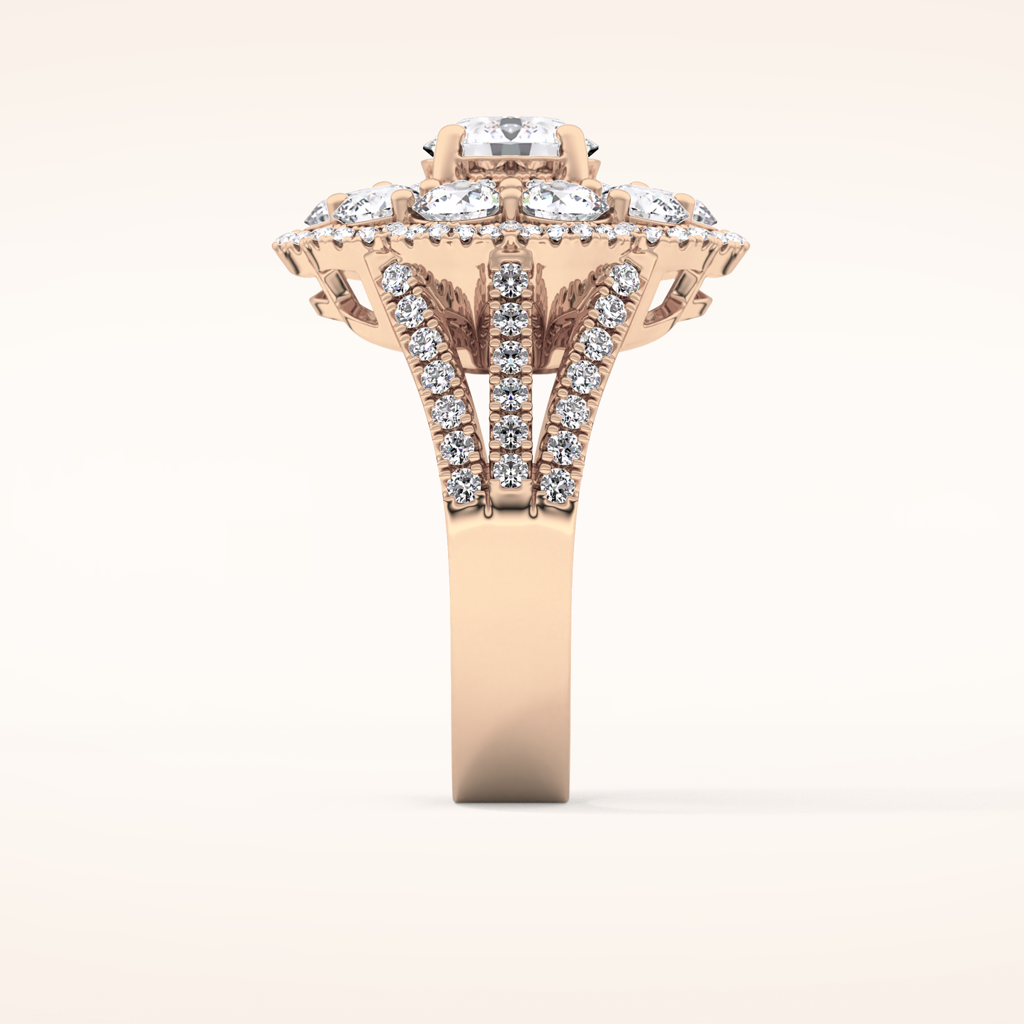 1.13 CT Round Shaped Cluster Moissanite Engagement Ring