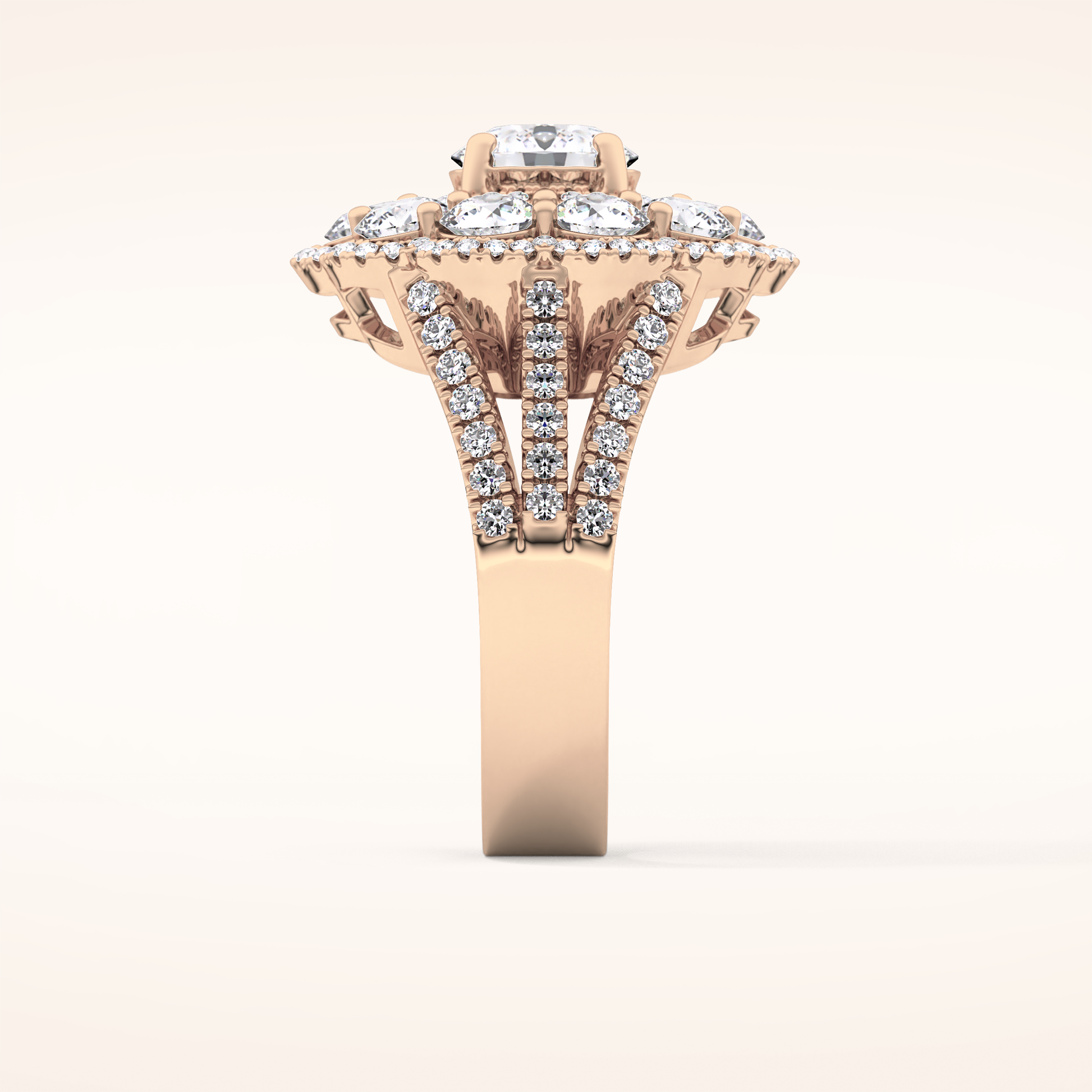 1.13 CT Round Shaped Cluster Moissanite Engagement Ring