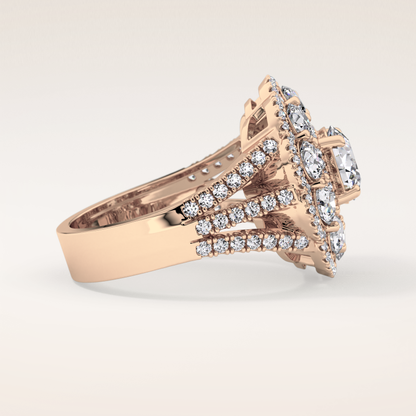 1.13 CT Round Shaped Cluster Moissanite Engagement Ring