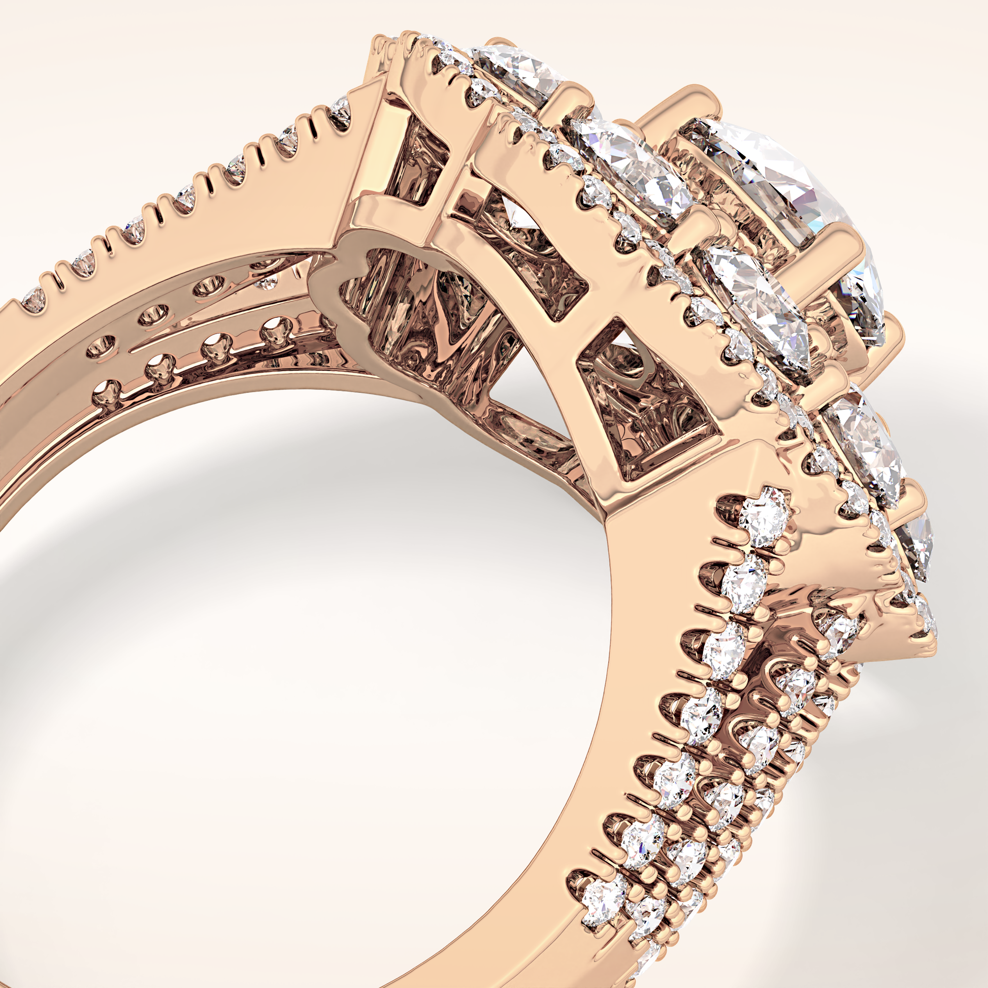 1.13 CT Round Shaped Cluster Moissanite Engagement Ring