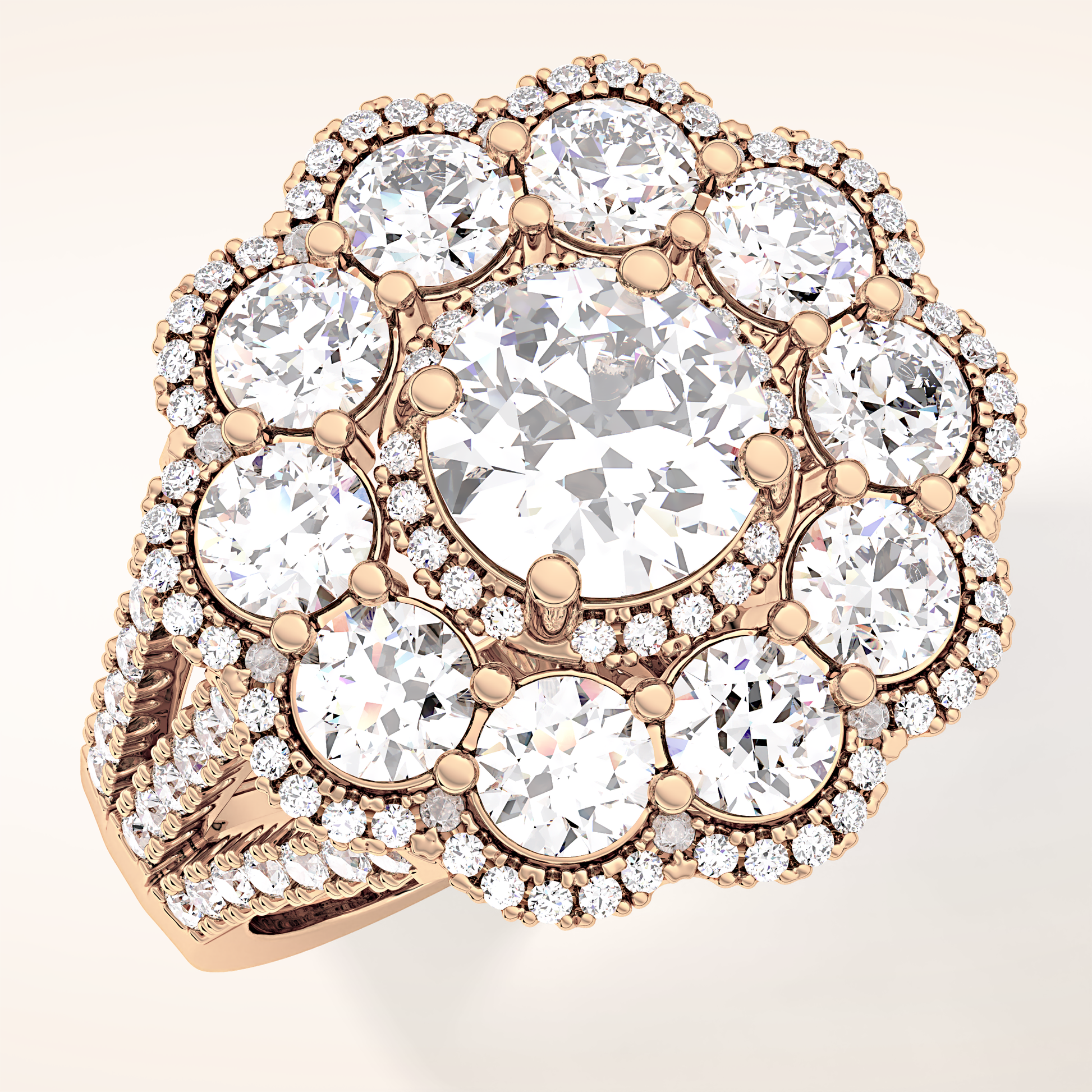 1.13 CT Round Shaped Cluster Moissanite Engagement Ring