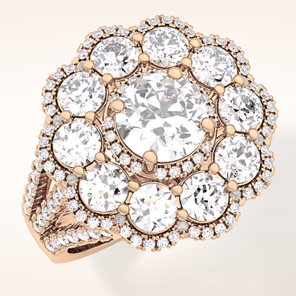 1.13 CT Round Shaped Cluster Moissanite Engagement Ring
