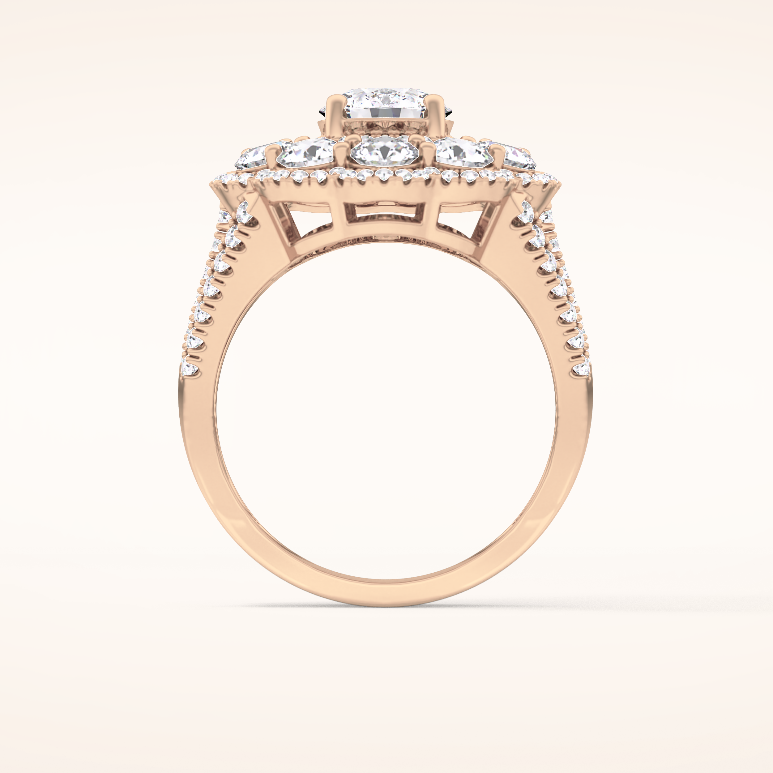 1.13 CT Round Shaped Cluster Moissanite Engagement Ring