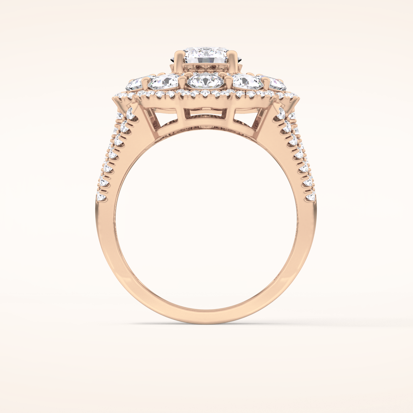 1.13 CT Round Shaped Cluster Moissanite Engagement Ring