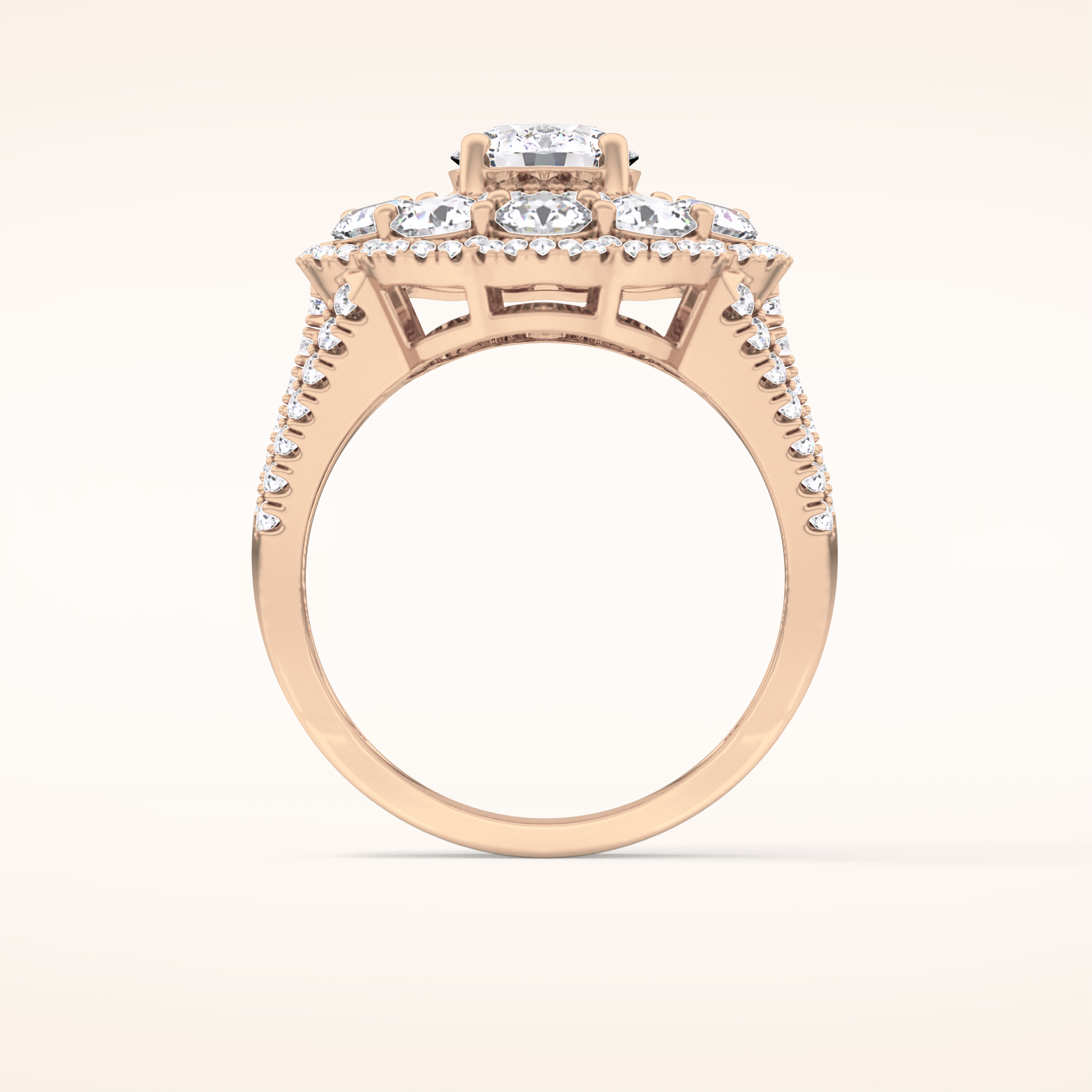 1.13 CT Round Shaped Cluster Moissanite Engagement Ring