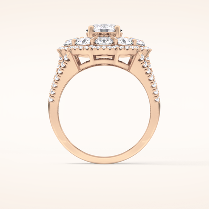 1.13 CT Round Shaped Cluster Moissanite Engagement Ring