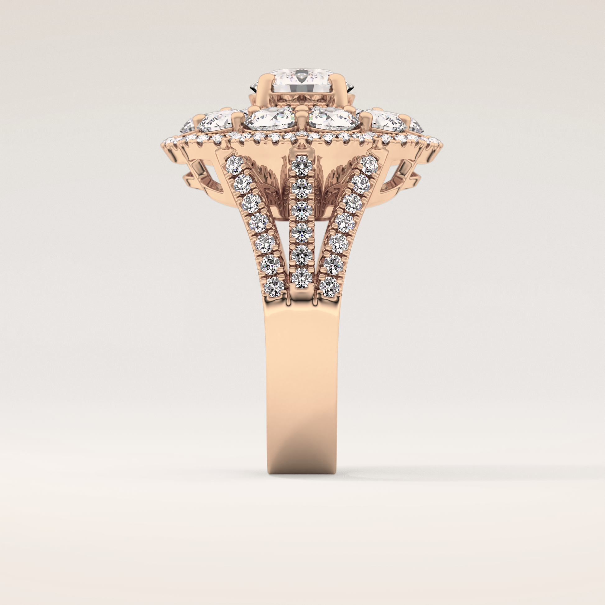 1.13 CT Round Shaped Cluster Moissanite Engagement Ring