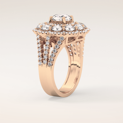 1.13 CT Round Shaped Cluster Moissanite Engagement Ring