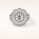 1.13 CT Round Shaped Cluster Moissanite Engagement Ring