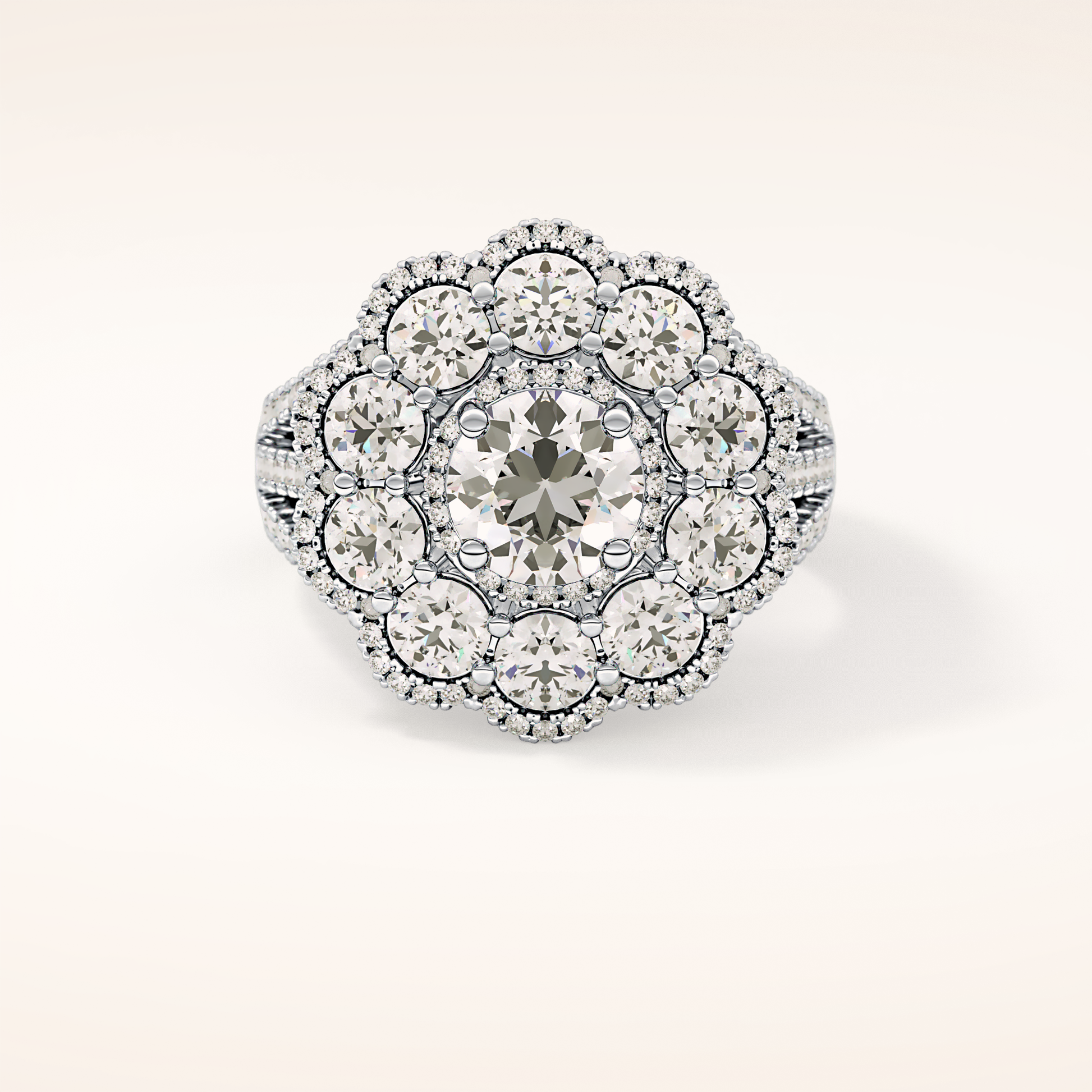 1.13 CT Round Shaped Cluster Moissanite Engagement Ring