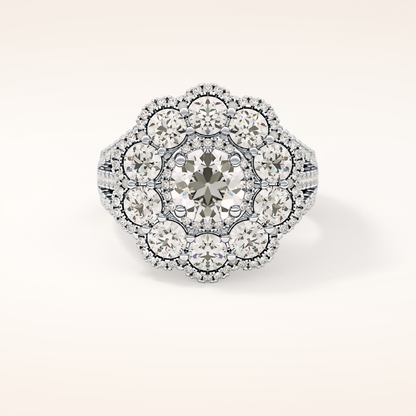 1.13 CT Round Shaped Cluster Moissanite Engagement Ring