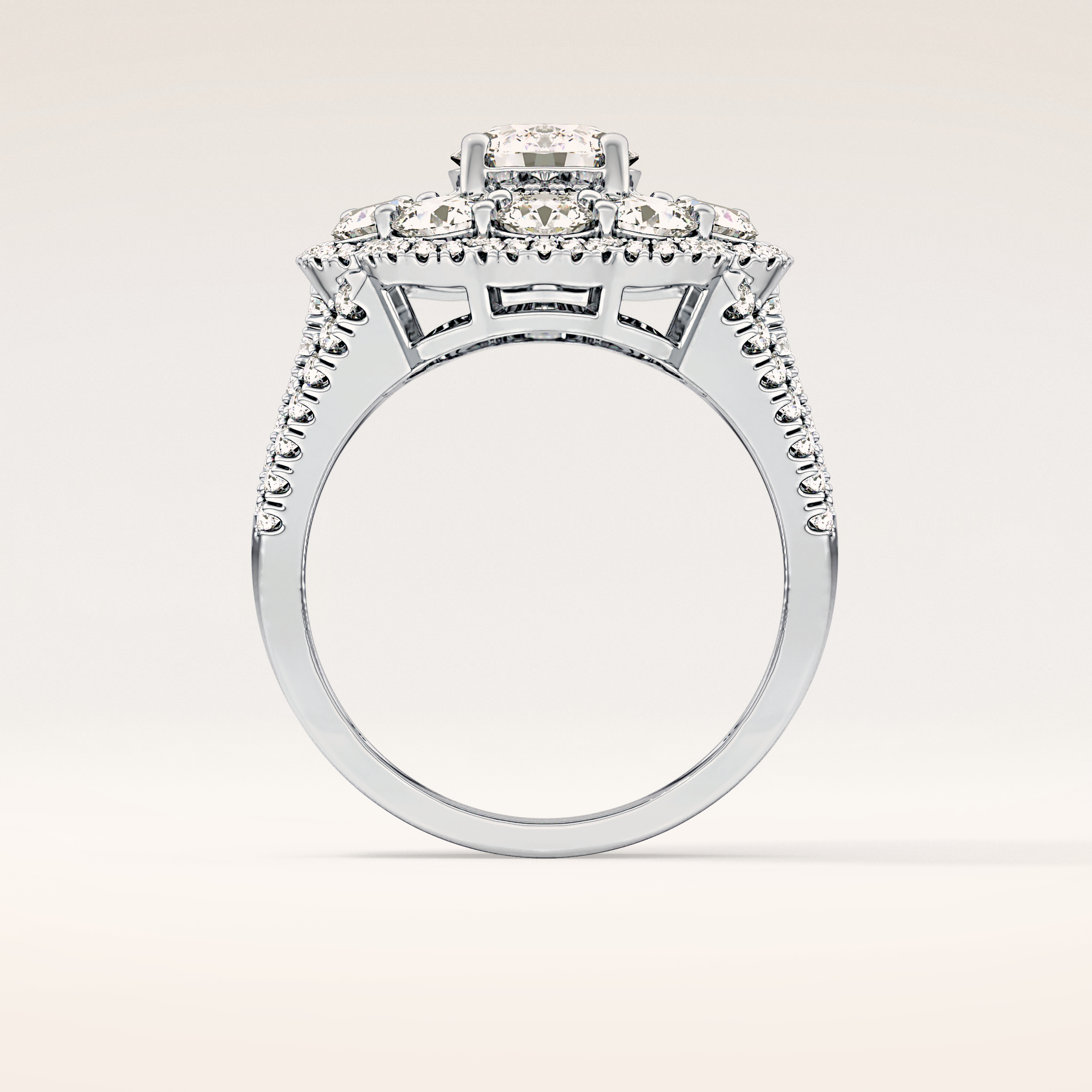 1.13 CT Round Shaped Cluster Moissanite Engagement Ring