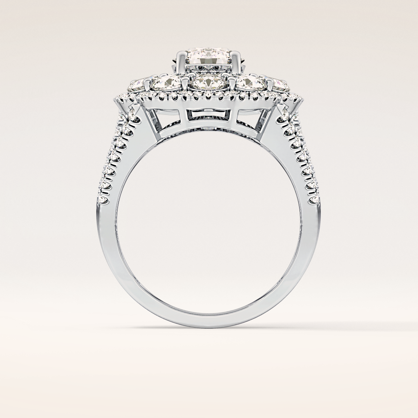 1.13 CT Round Shaped Cluster Moissanite Engagement Ring