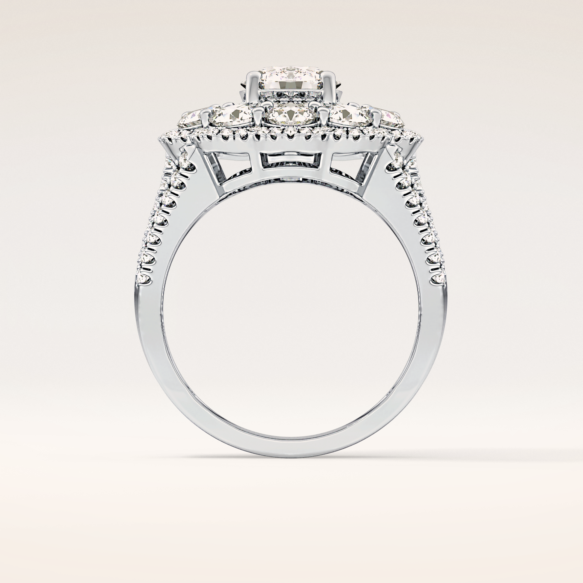 1.13 CT Round Shaped Cluster Moissanite Engagement Ring