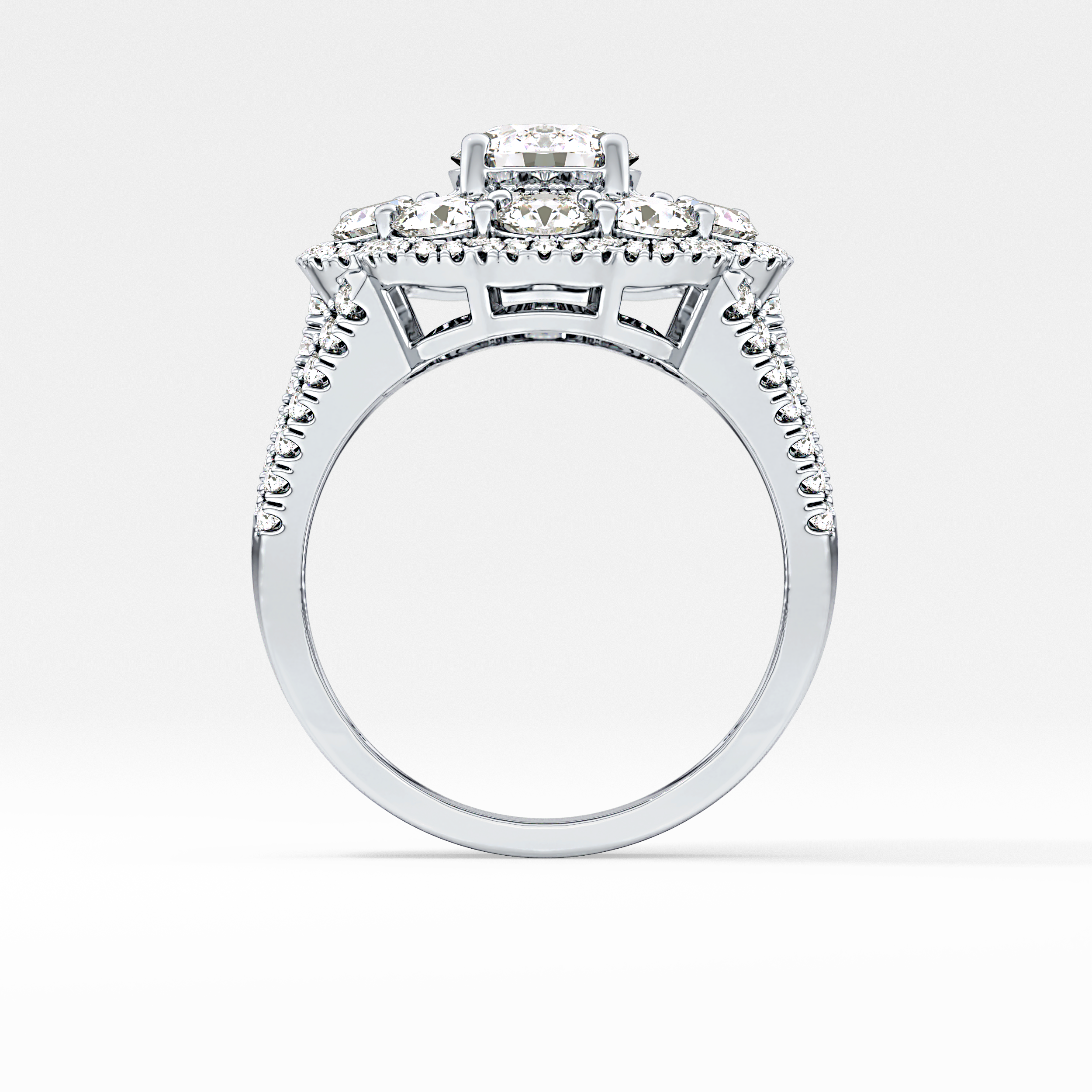 Round Halo & Split Shank Pave Lab Grown Diamond Engagement Ring