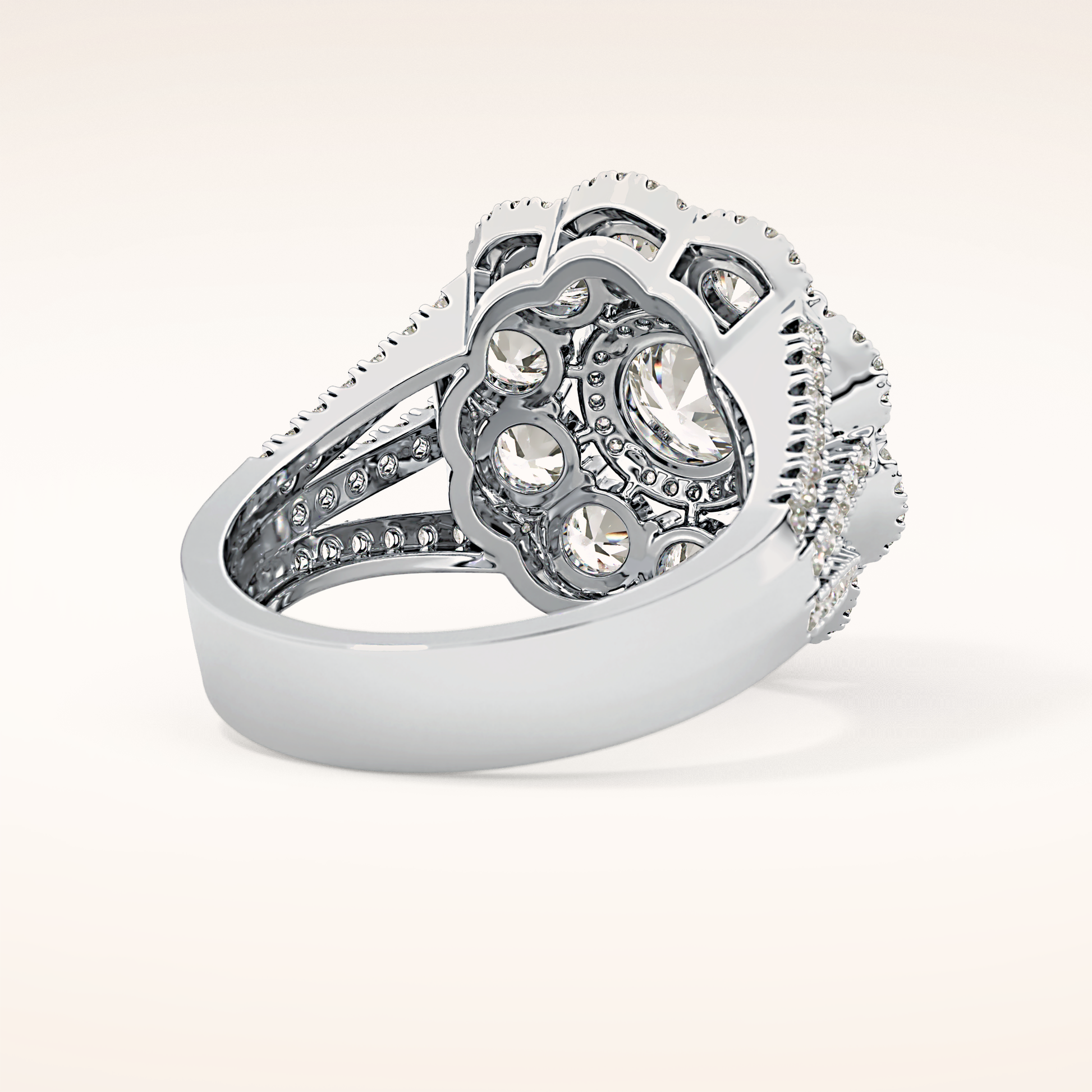 1.13 CT Round Shaped Cluster Moissanite Engagement Ring