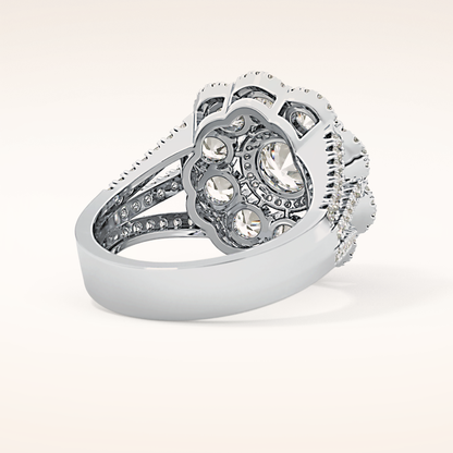 1.13 CT Round Shaped Cluster Moissanite Engagement Ring