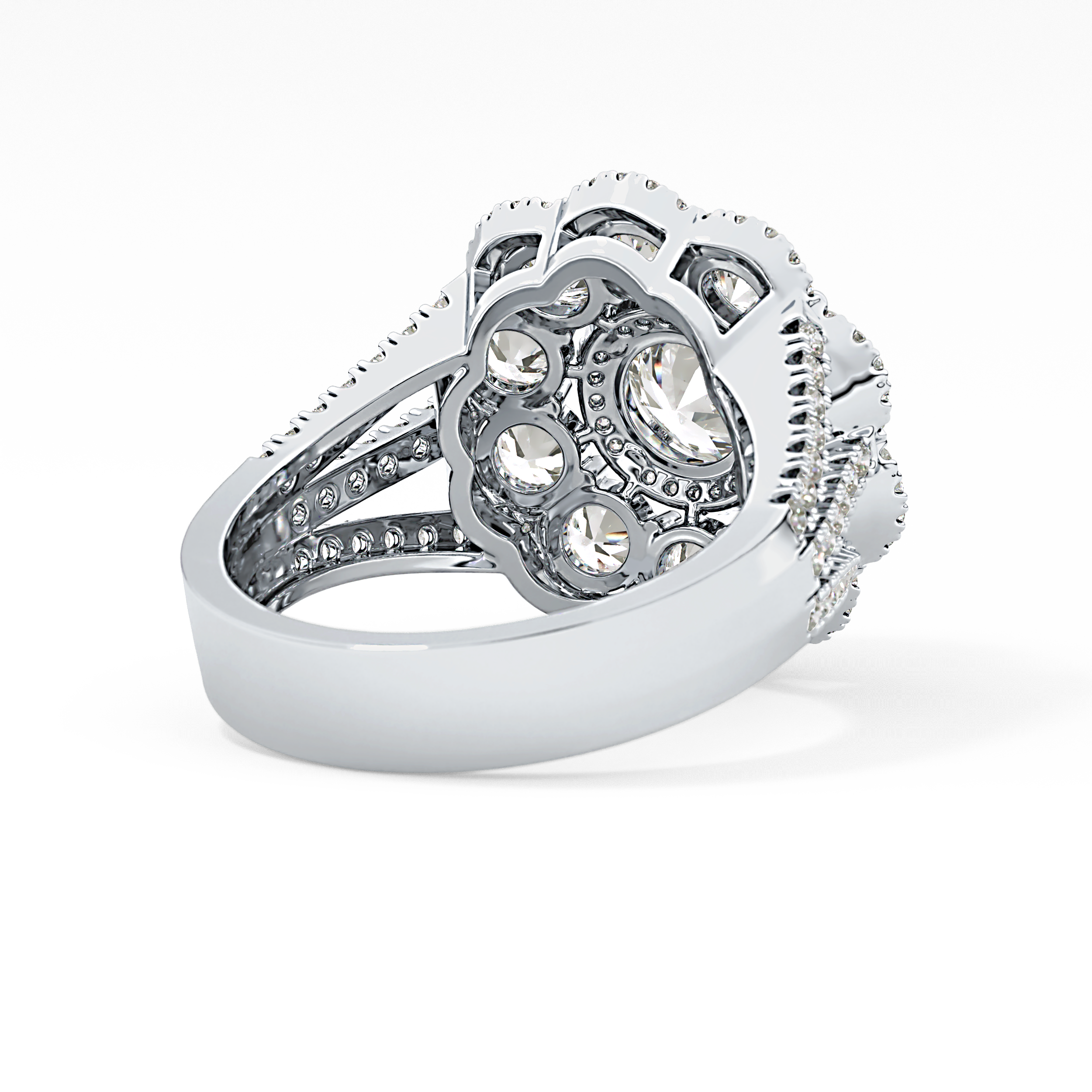 Round Halo & Split Shank Pave Lab Grown Diamond Engagement Ring
