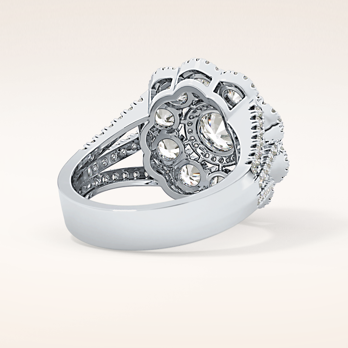 1.13 CT Round Shaped Cluster Moissanite Engagement Ring