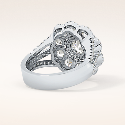 1.13 CT Round Shaped Cluster Moissanite Engagement Ring