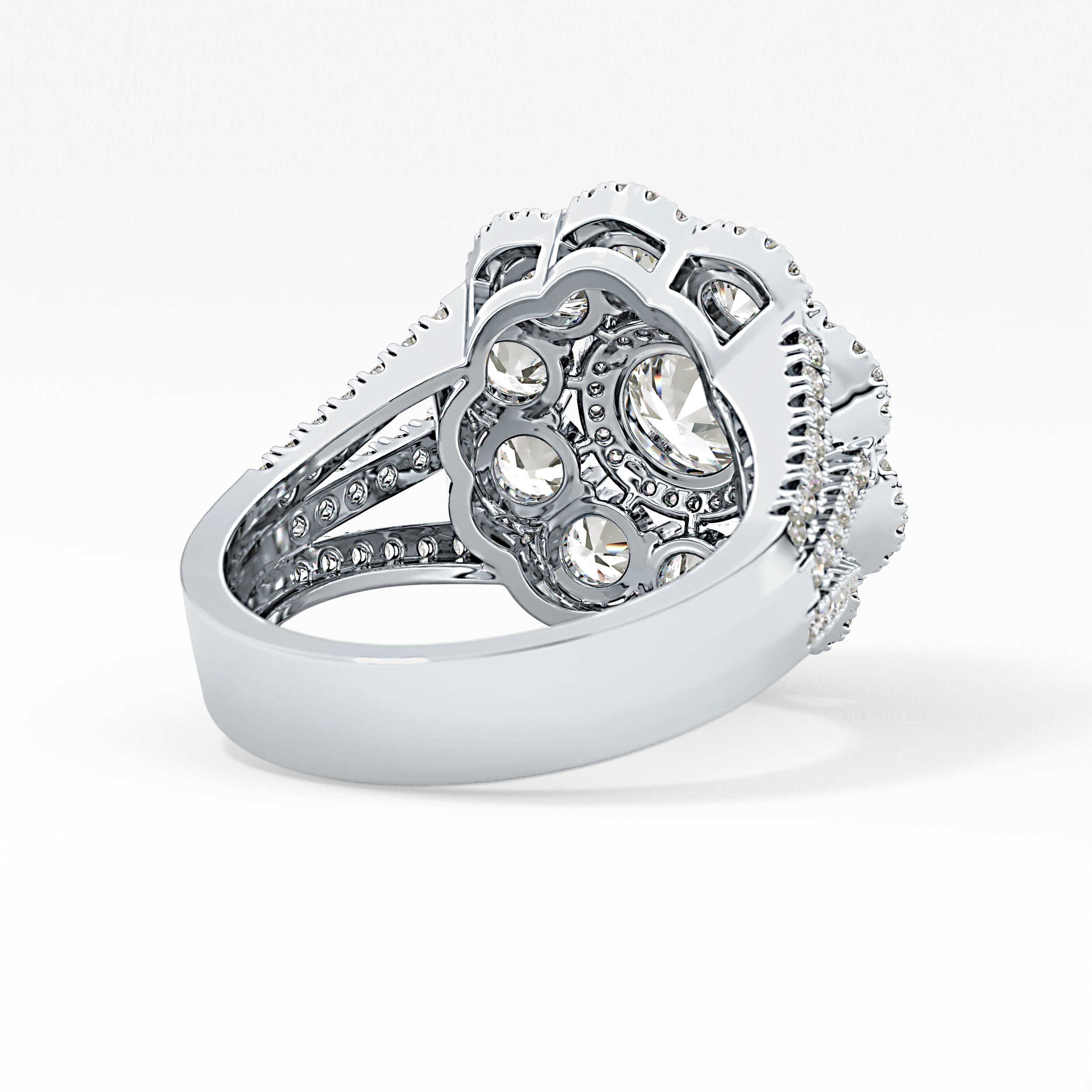 Round Halo & Split Shank Pave Lab Grown Diamond Engagement Ring