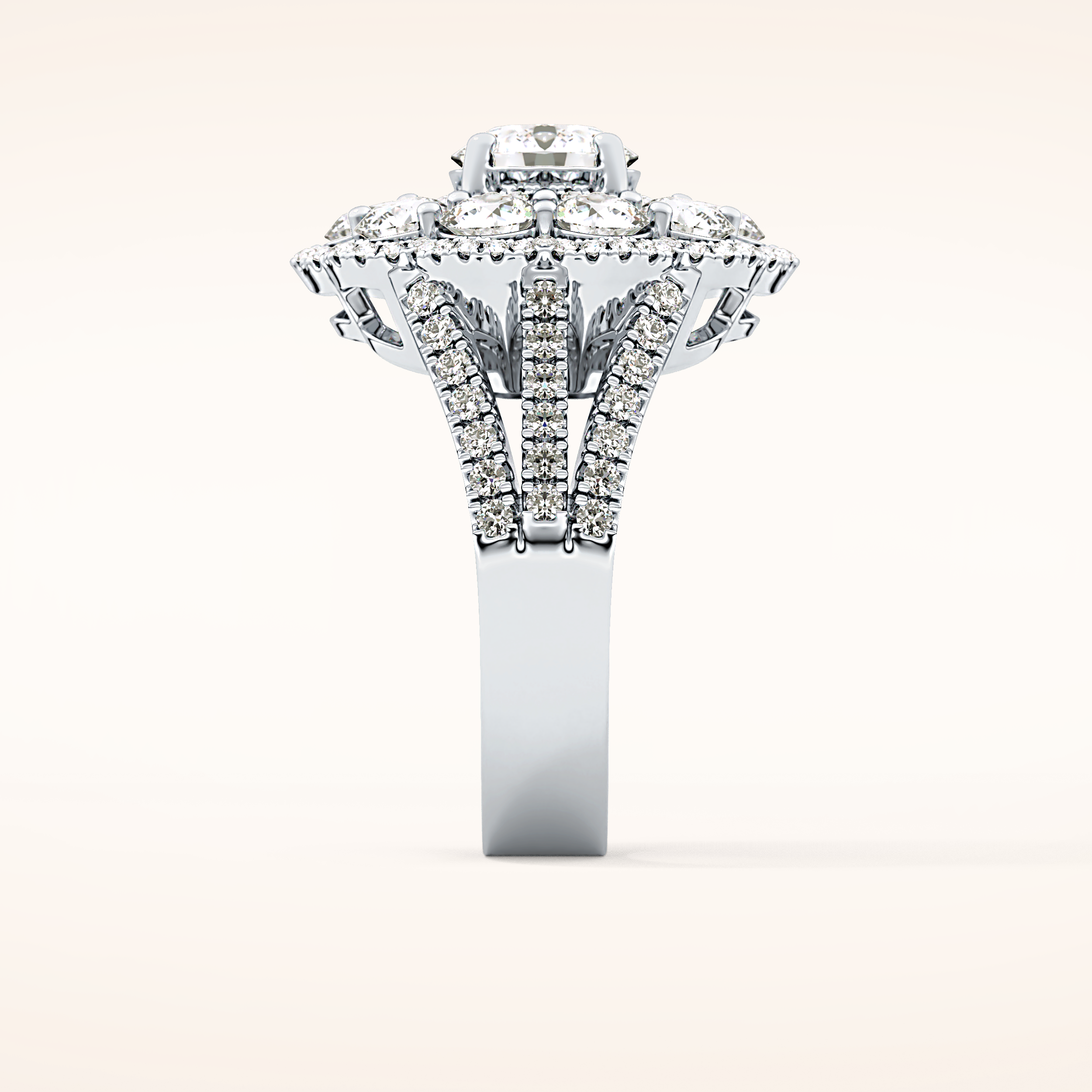 1.13 CT Round Shaped Cluster Moissanite Engagement Ring