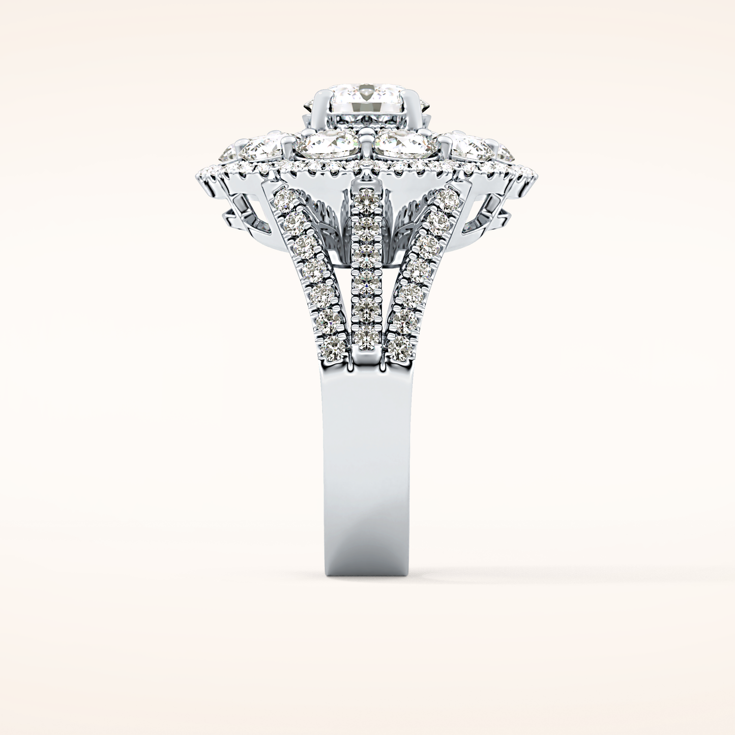 1.13 CT Round Shaped Cluster Moissanite Engagement Ring