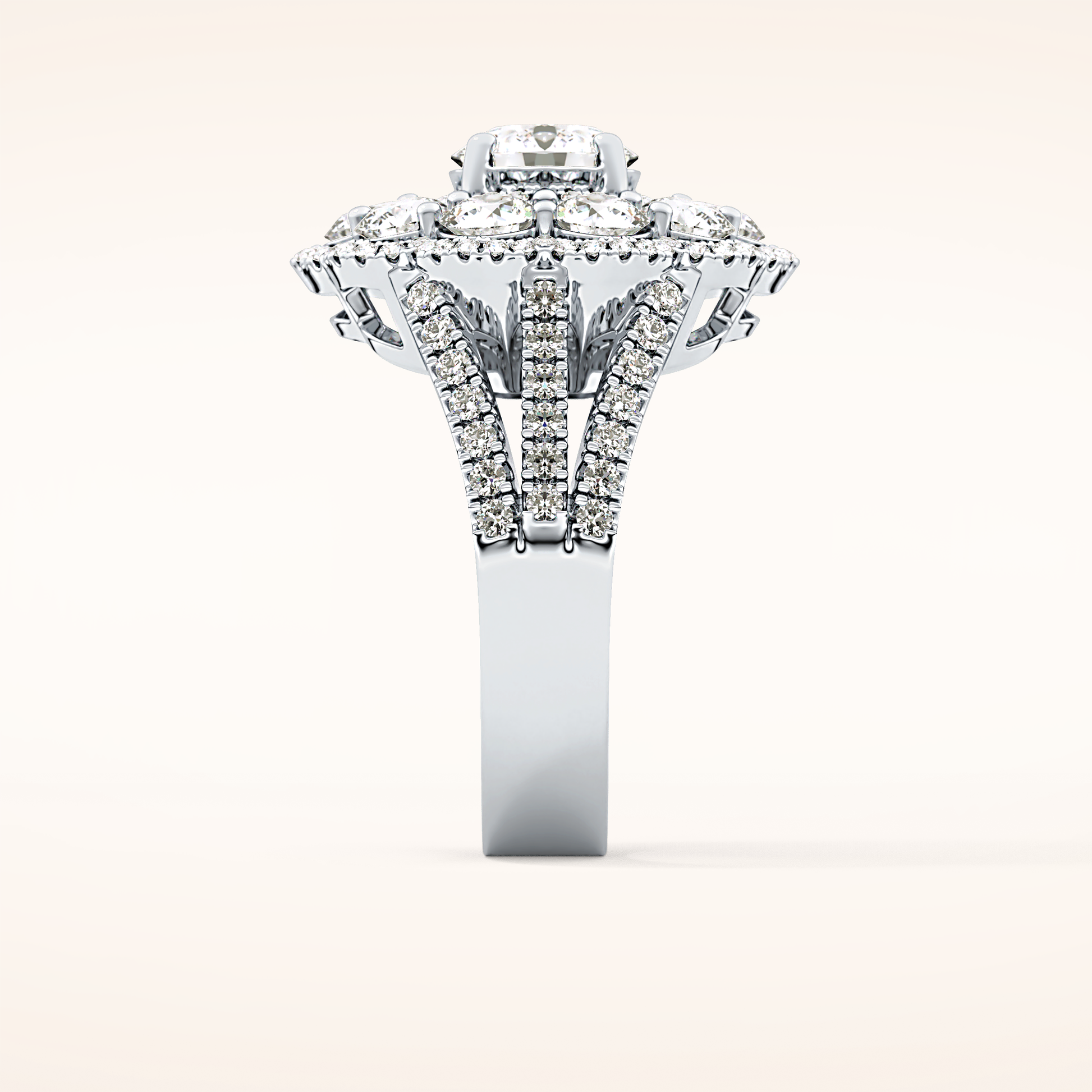 1.13 CT Round Shaped Cluster Moissanite Engagement Ring