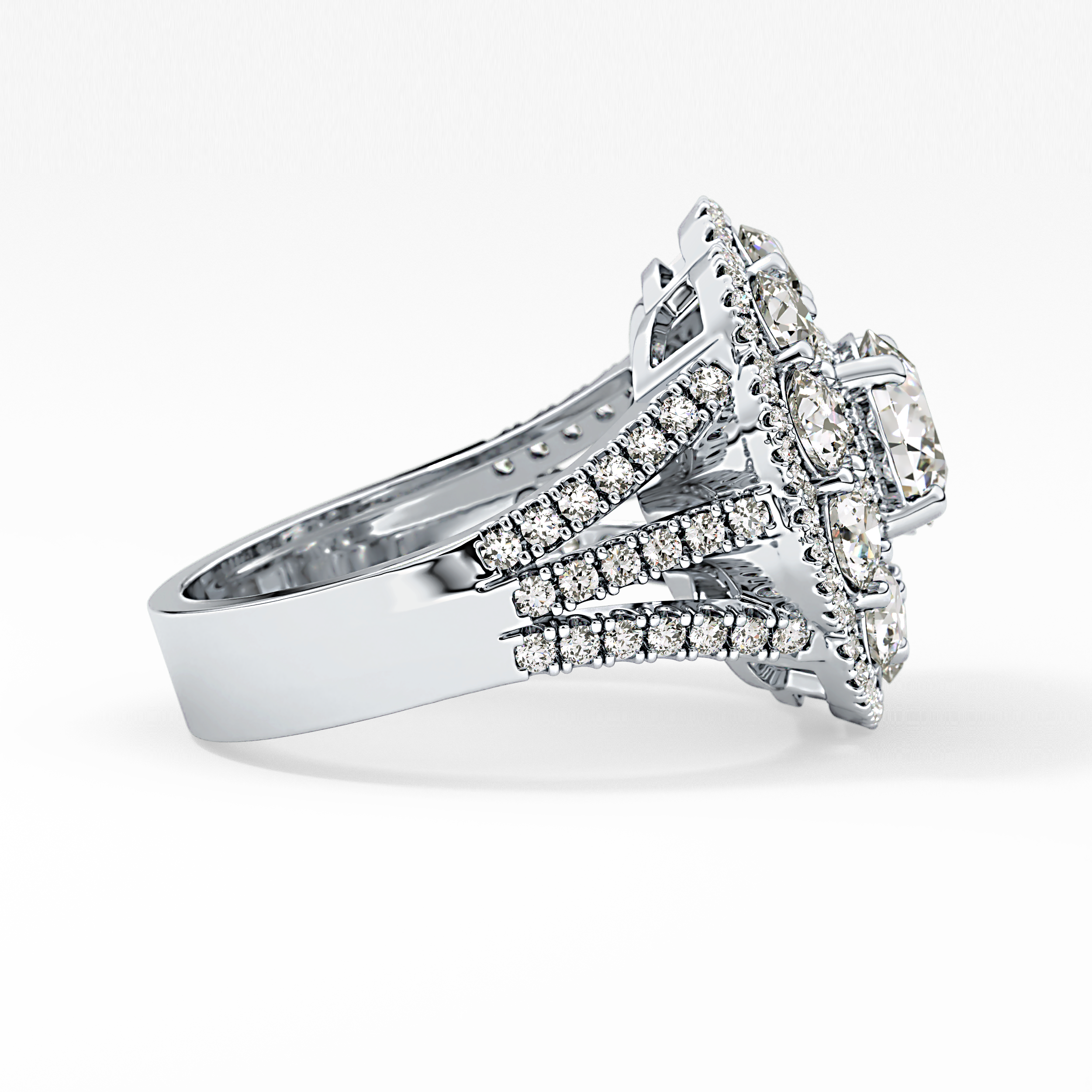 Round Halo & Split Shank Pave Lab Grown Diamond Engagement Ring