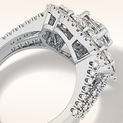 1.13 CT Round Shaped Cluster Moissanite Engagement Ring