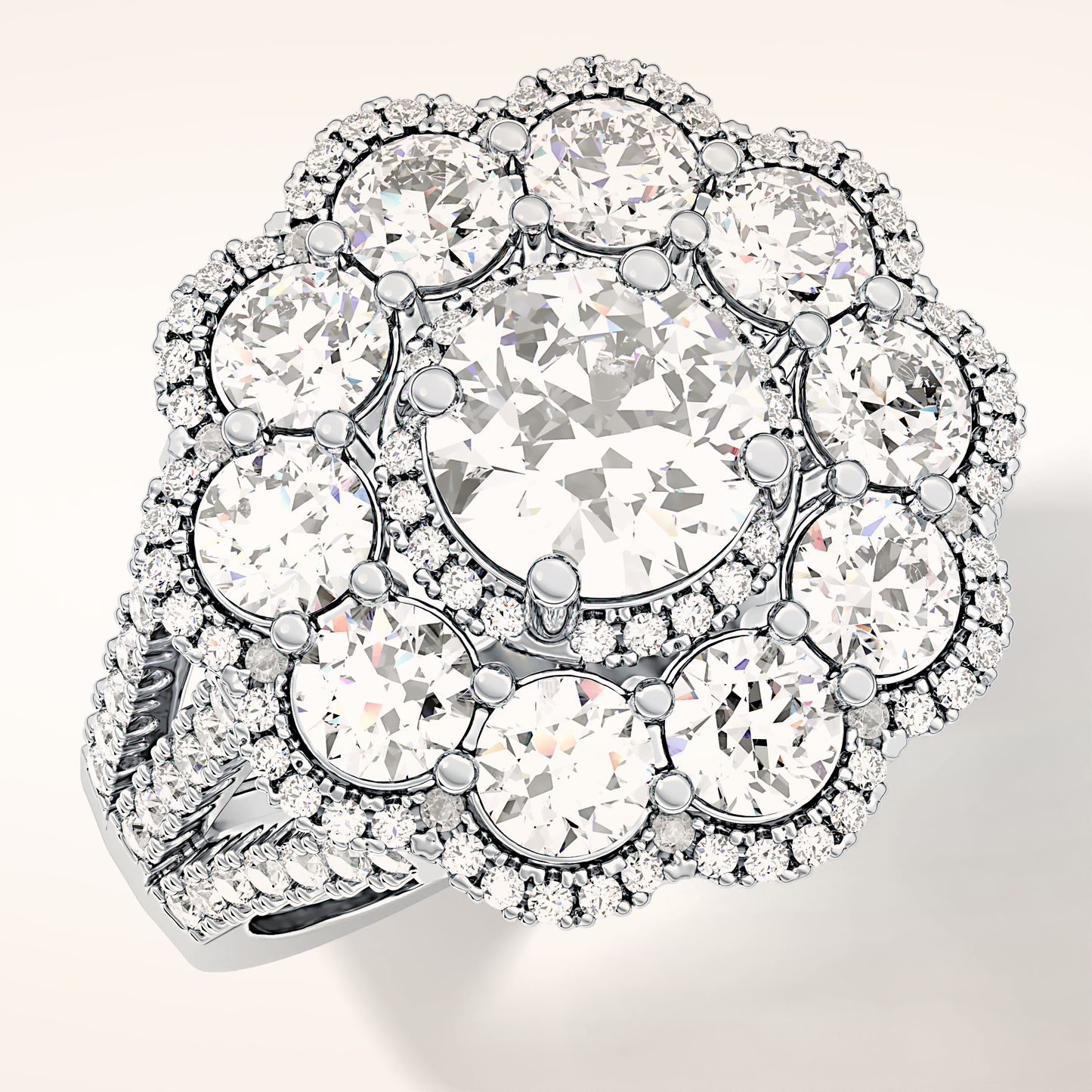 1.13 CT Round Shaped Cluster Moissanite Engagement Ring