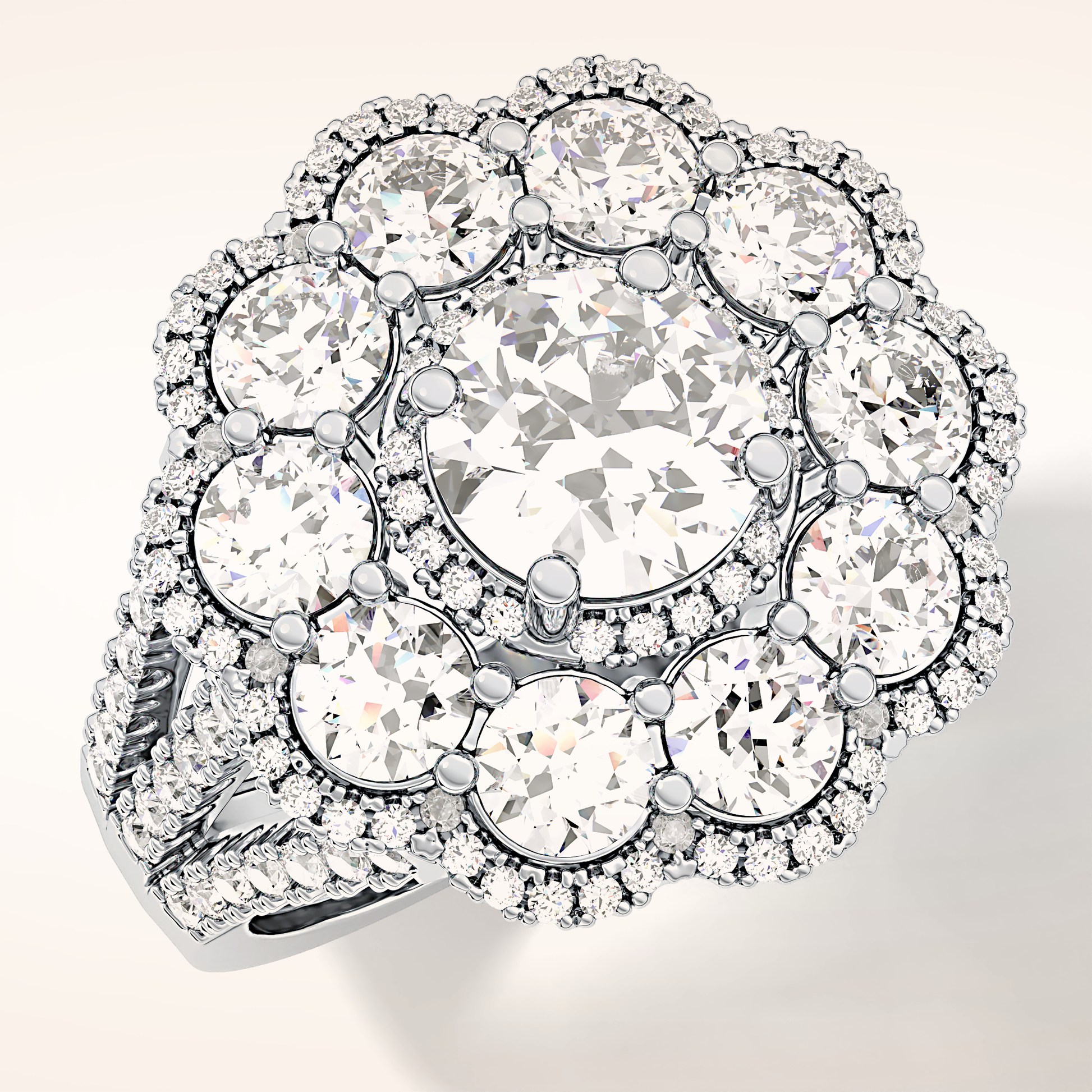 1.13 CT Round Shaped Cluster Moissanite Engagement Ring