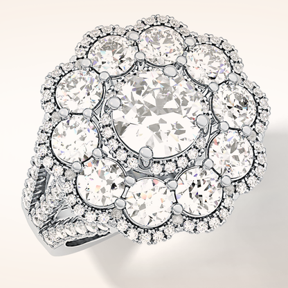 1.13 CT Round Shaped Cluster Moissanite Engagement Ring