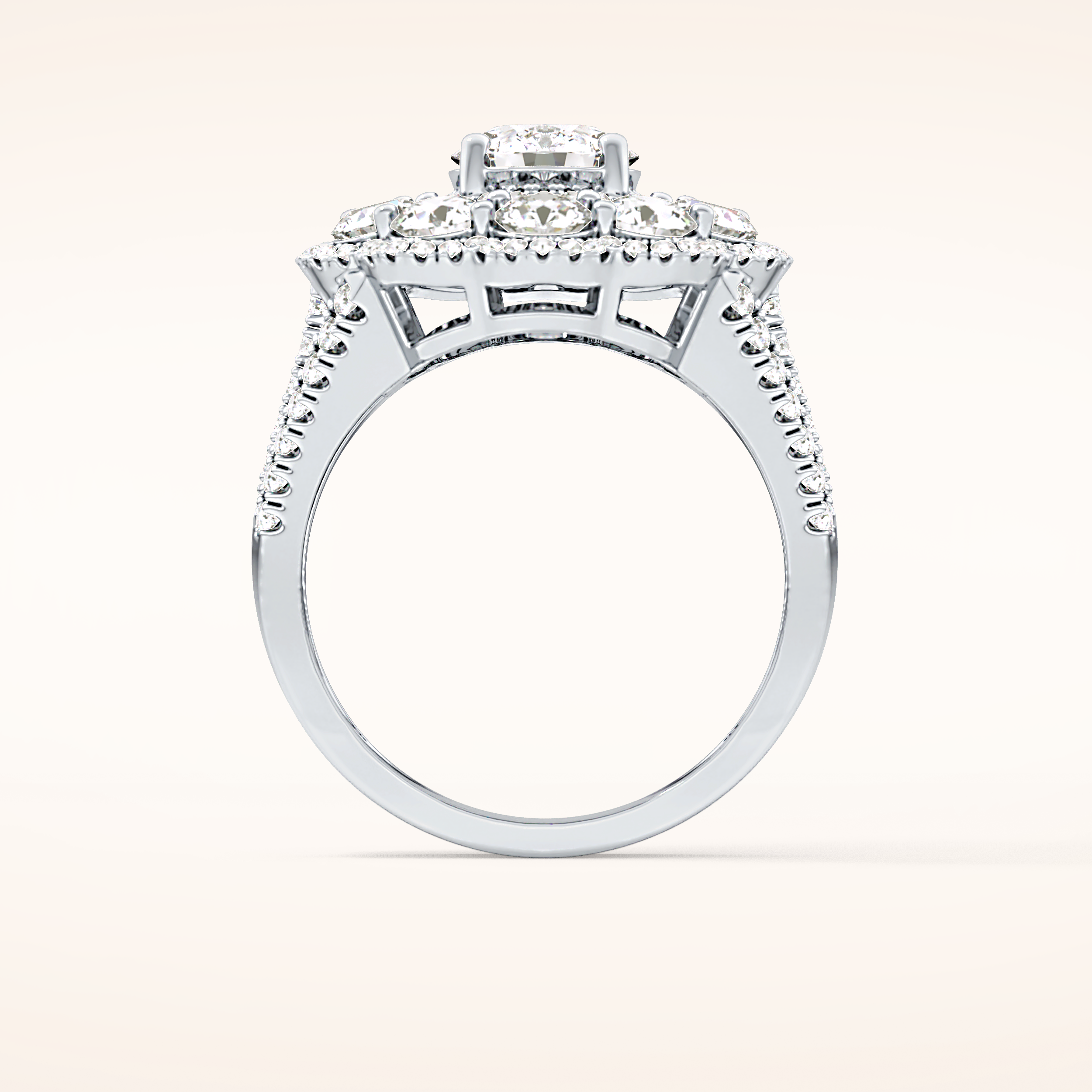 1.13 CT Round Shaped Cluster Moissanite Engagement Ring