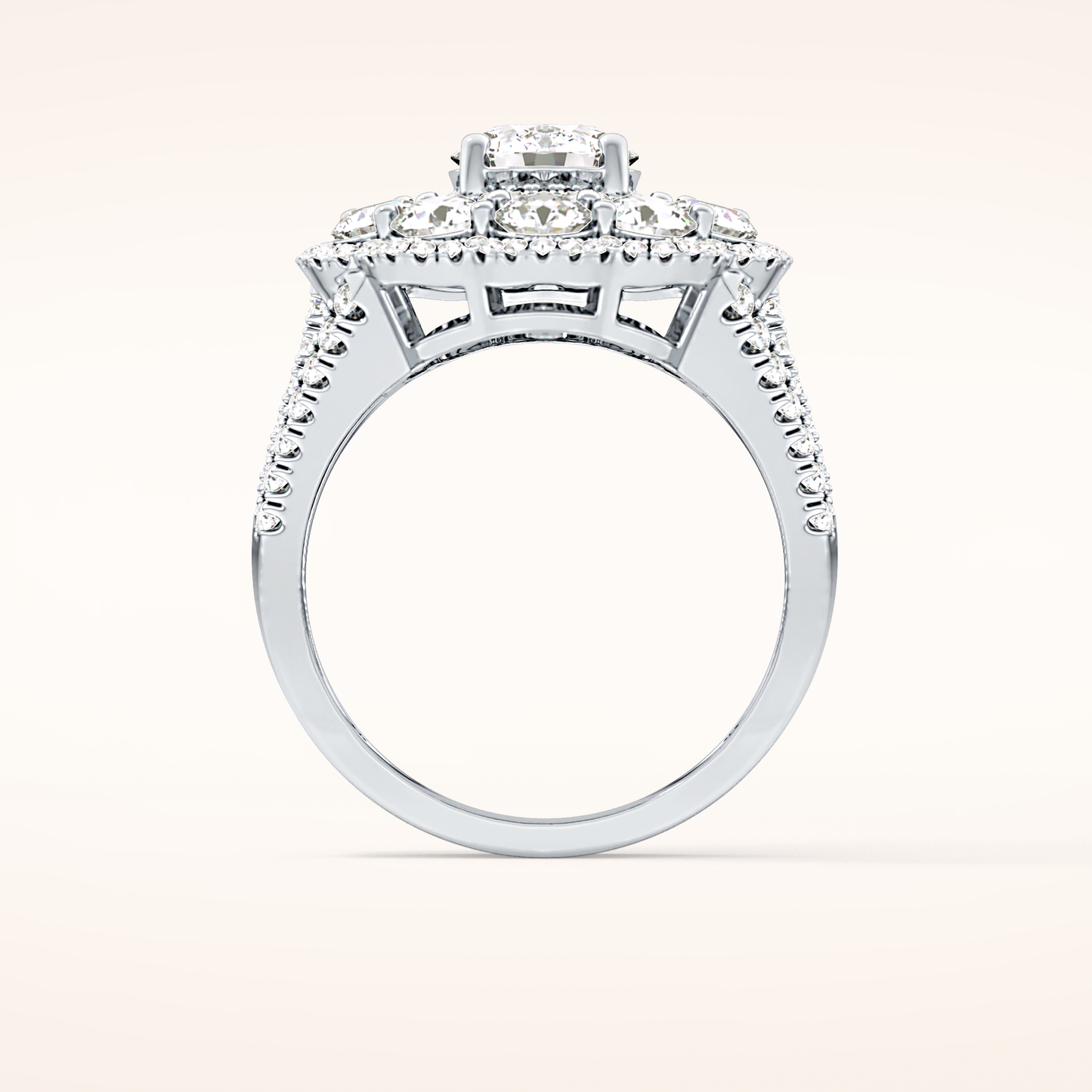 1.13 CT Round Shaped Cluster Moissanite Engagement Ring