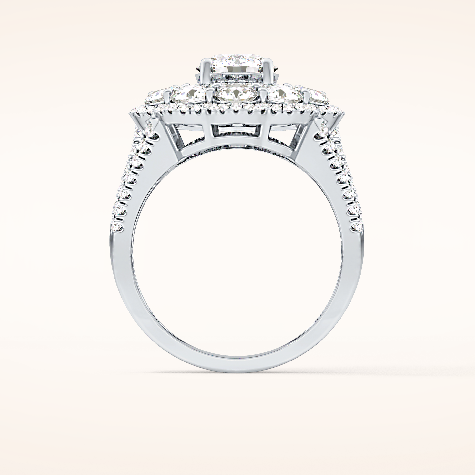 1.13 CT Round Shaped Cluster Moissanite Engagement Ring