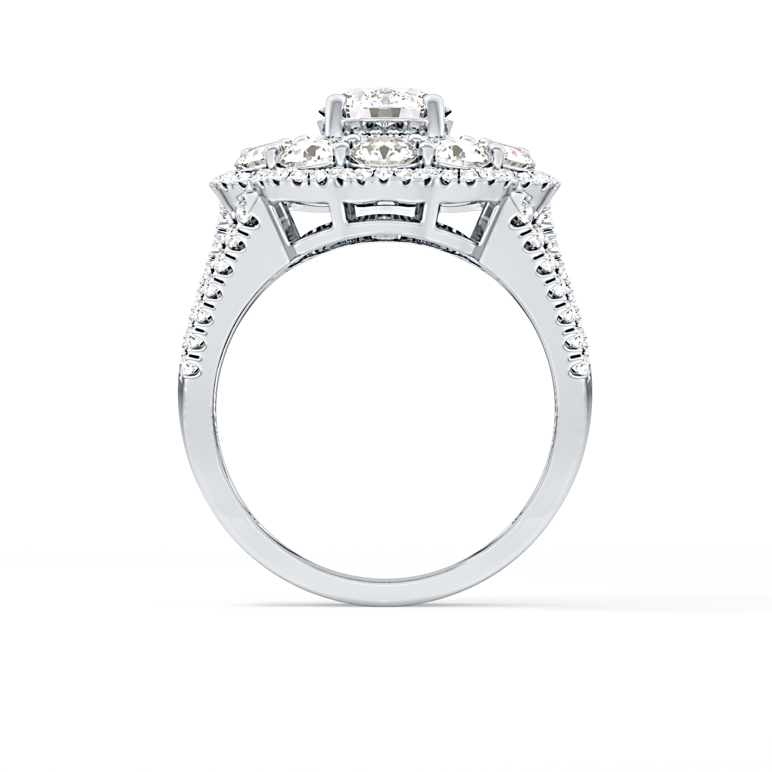 Round Halo & Split Shank Pave Lab Grown Diamond Engagement Ring