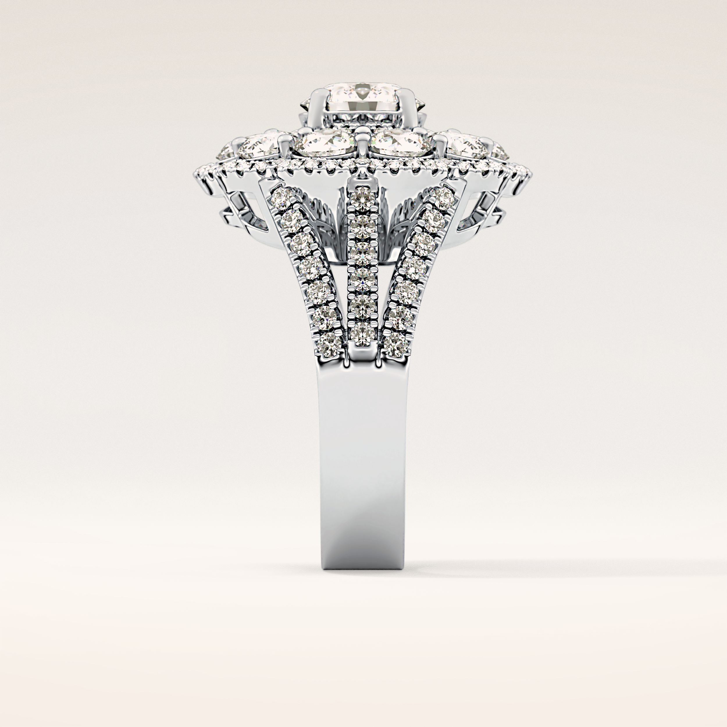 1.13 CT Round Shaped Cluster Moissanite Engagement Ring