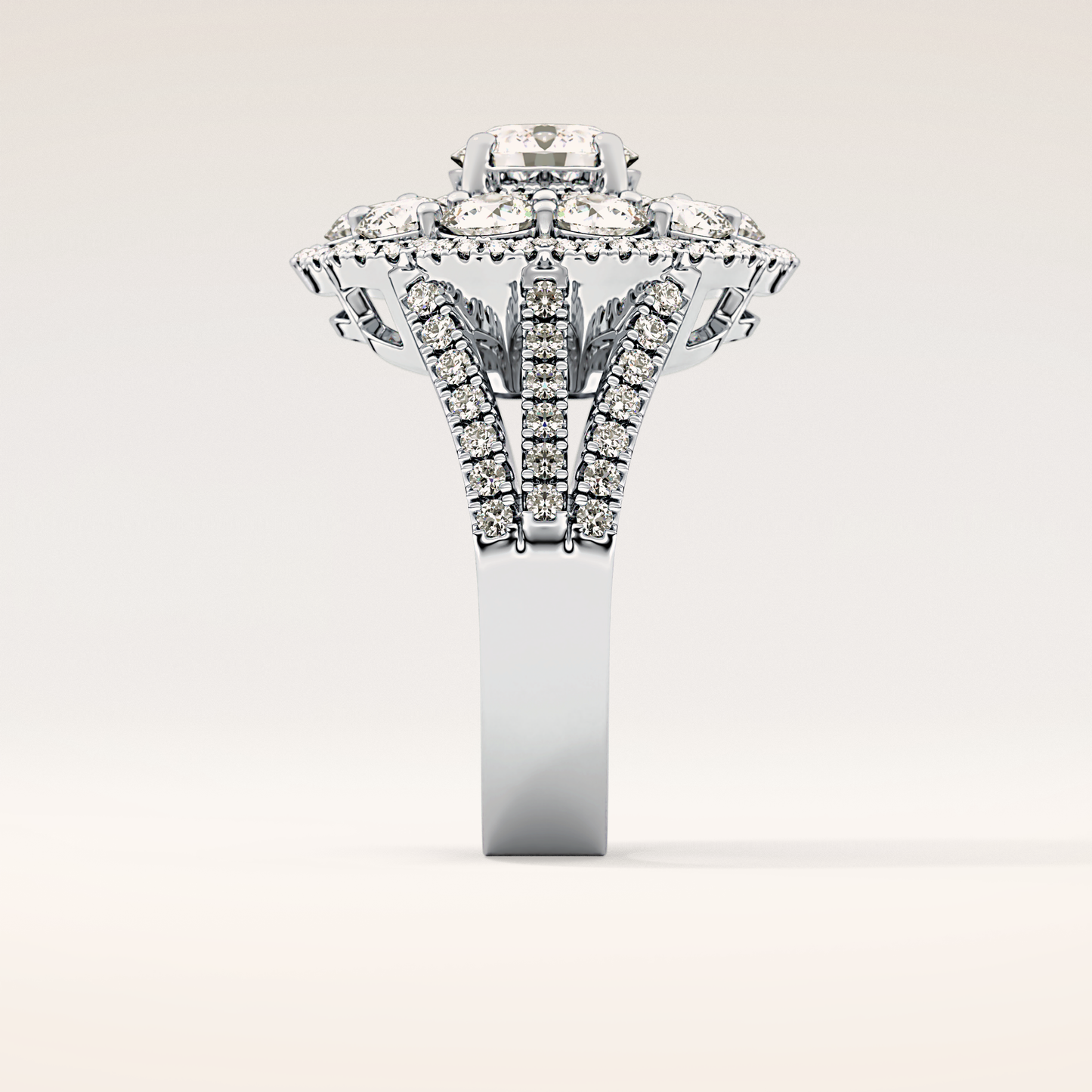 1.13 CT Round Shaped Cluster Moissanite Engagement Ring