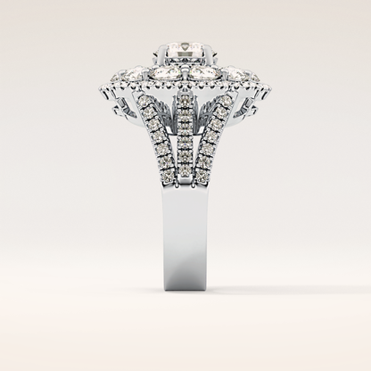 1.13 CT Round Shaped Cluster Moissanite Engagement Ring