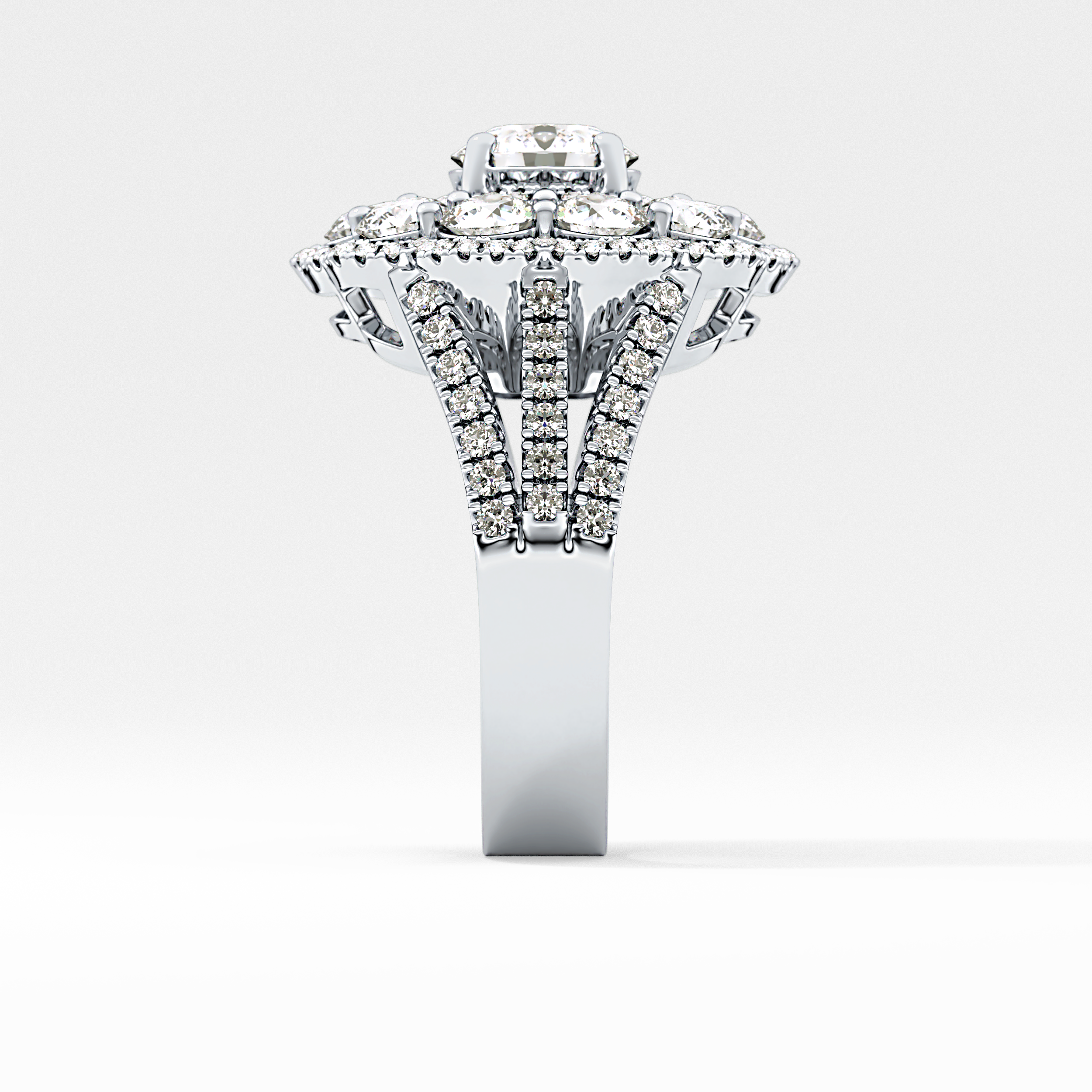Round Halo & Split Shank Pave Lab Grown Diamond Engagement Ring