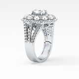 Round Halo & Split Shank Pave Lab Grown Diamond Engagement Ring