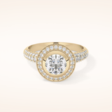 0.09 CT Round Shaped Halo & Pave Moissanite Engagement Ring