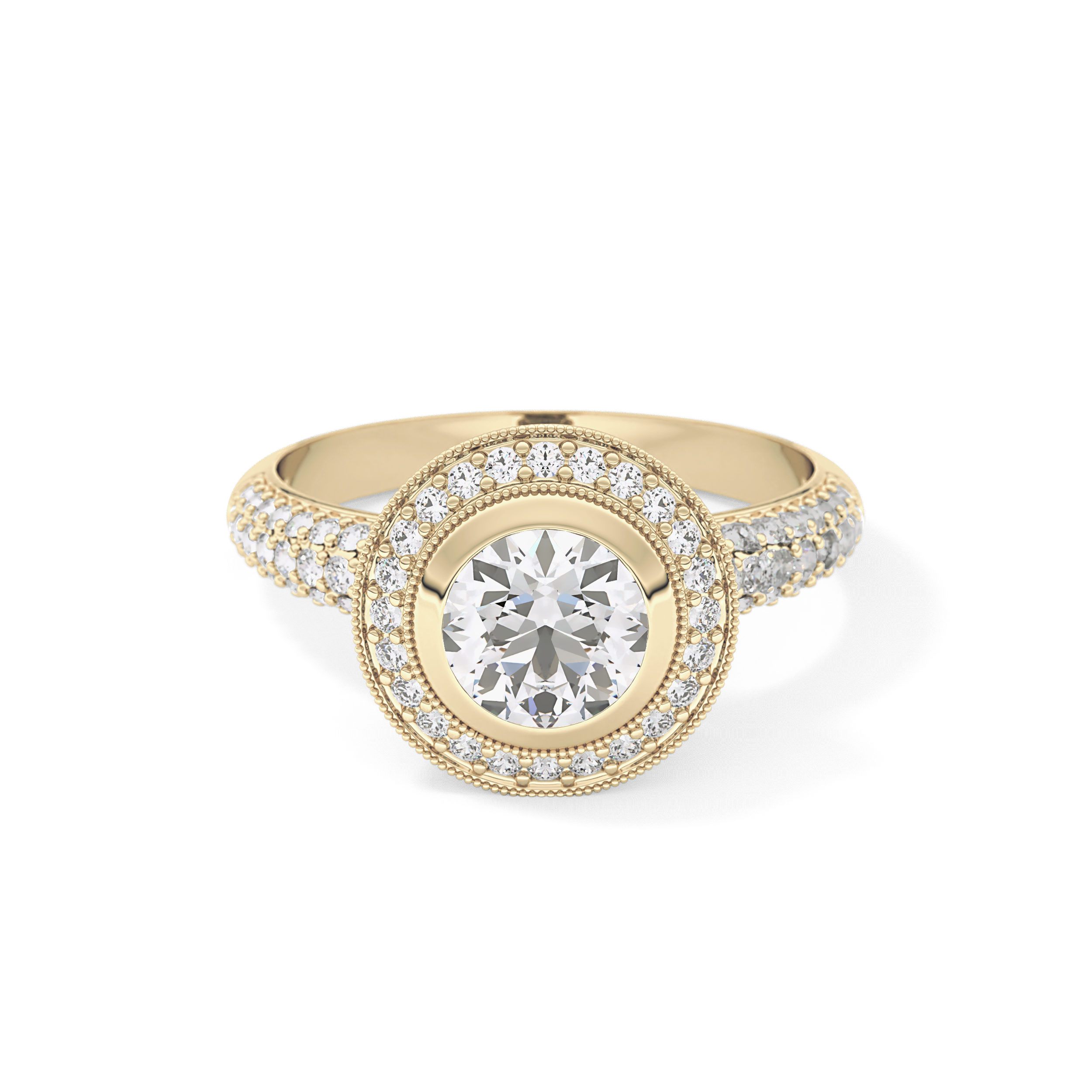 Round Halo & Pave Lab Grown Diamond Engagement Ring