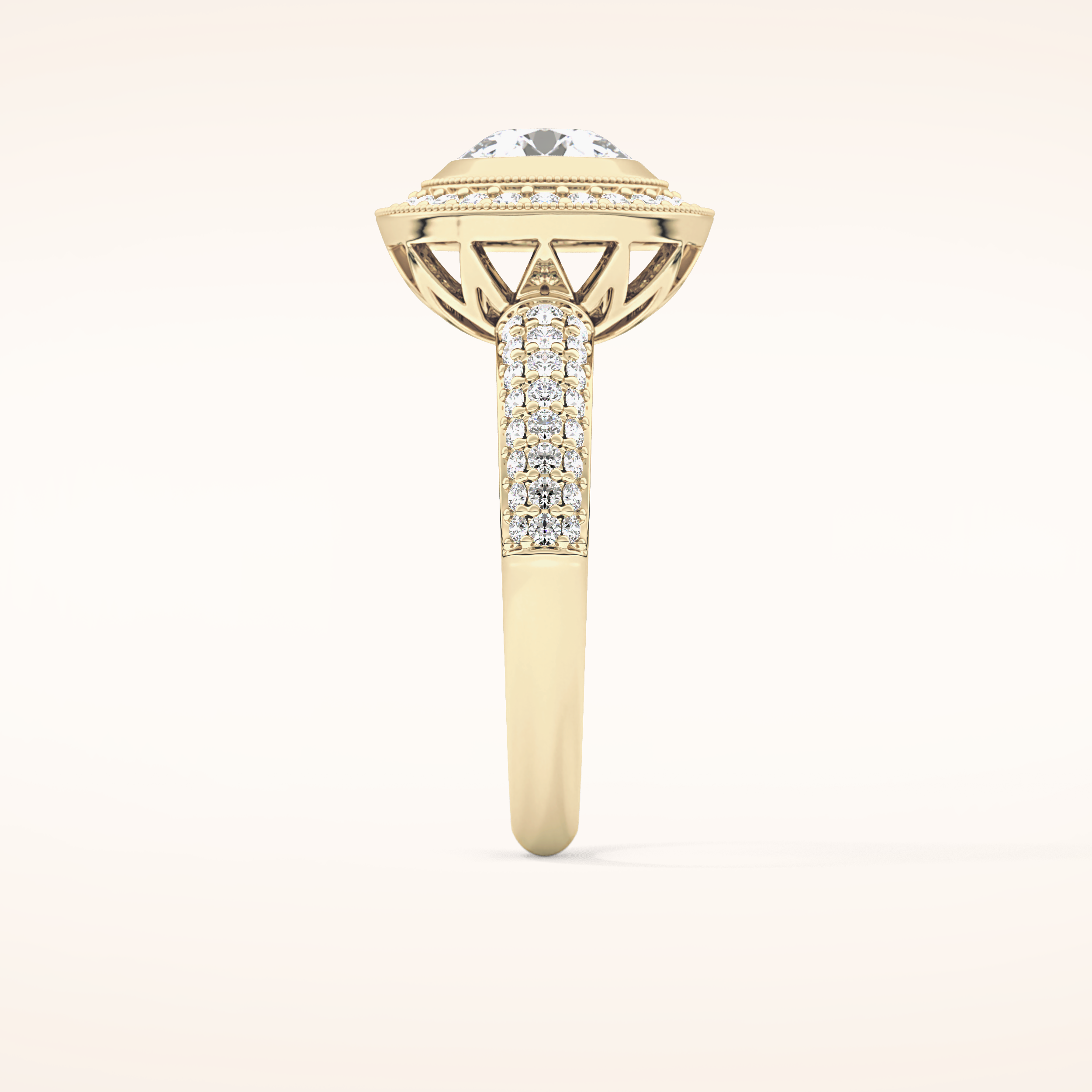 0.09 CT Round Shaped Halo & Pave Moissanite Engagement Ring
