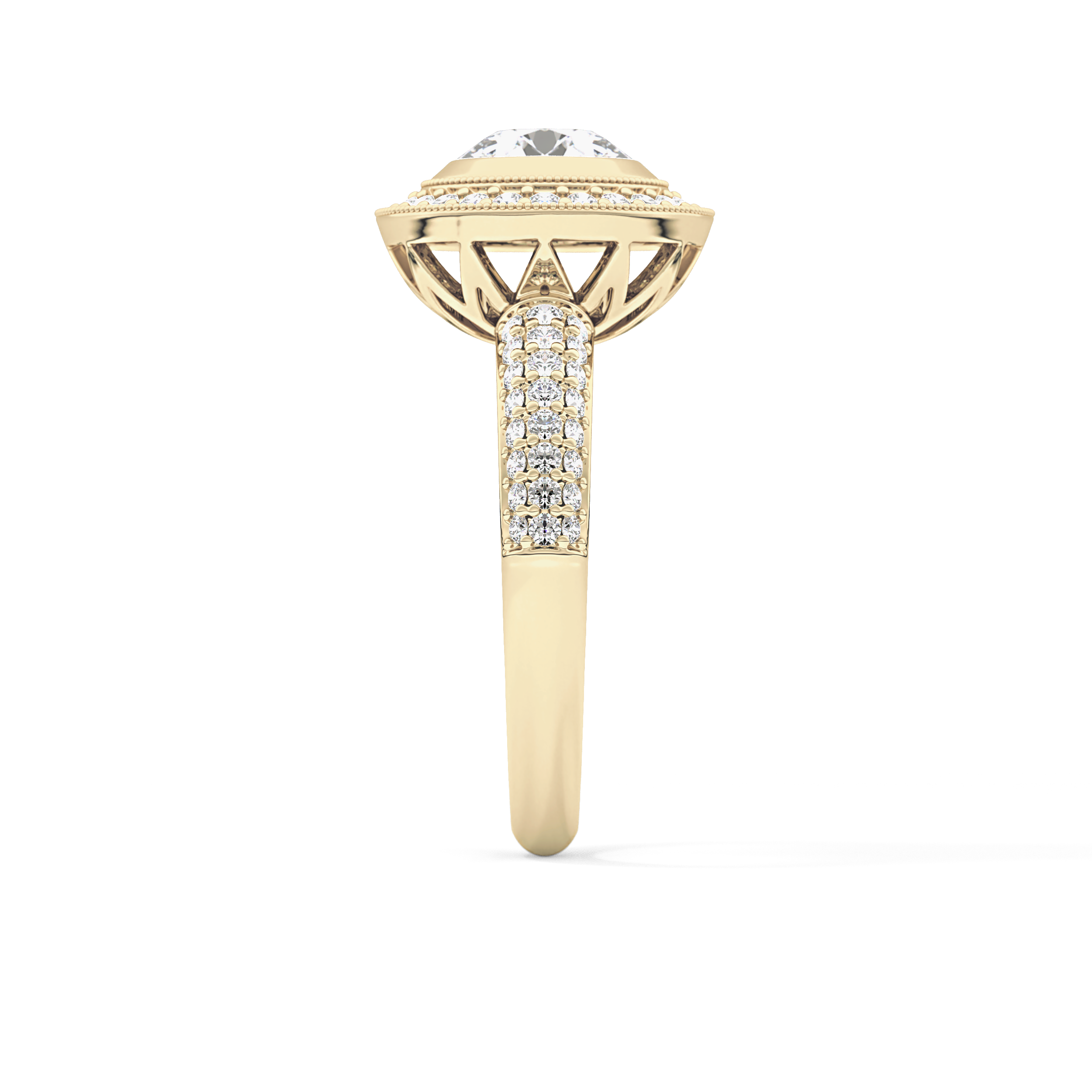 Round Halo & Pave Lab Grown Diamond Engagement Ring