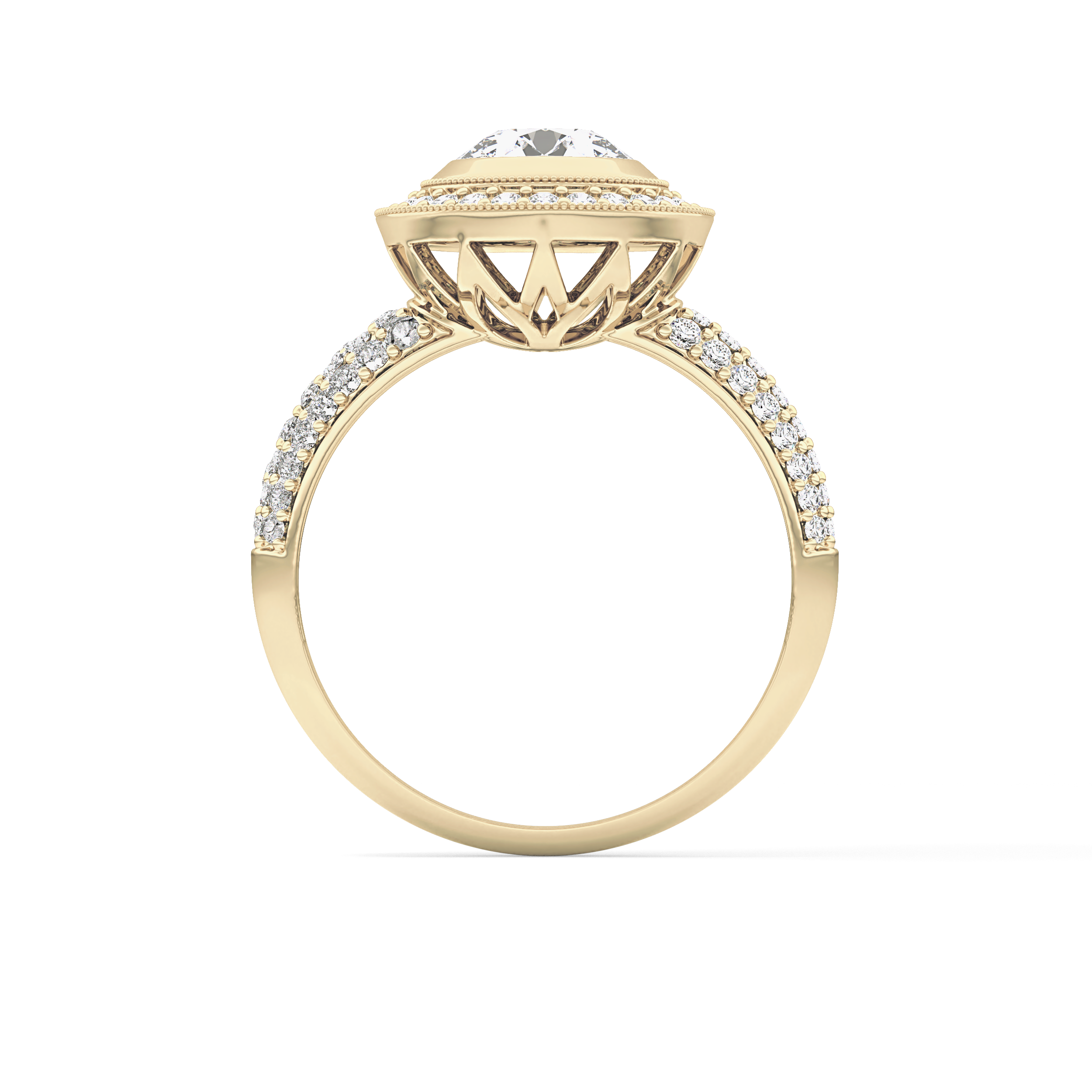 Round Halo & Pave Lab Grown Diamond Engagement Ring